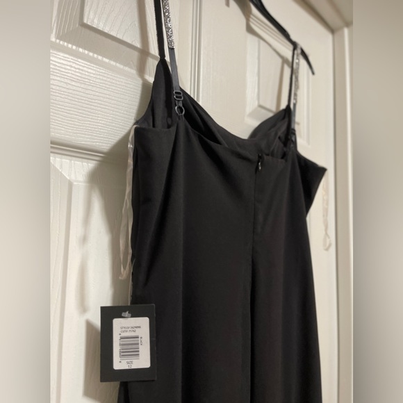 Marina Black Sheath Dress with rhinestone Straps - Picture 10 of 12